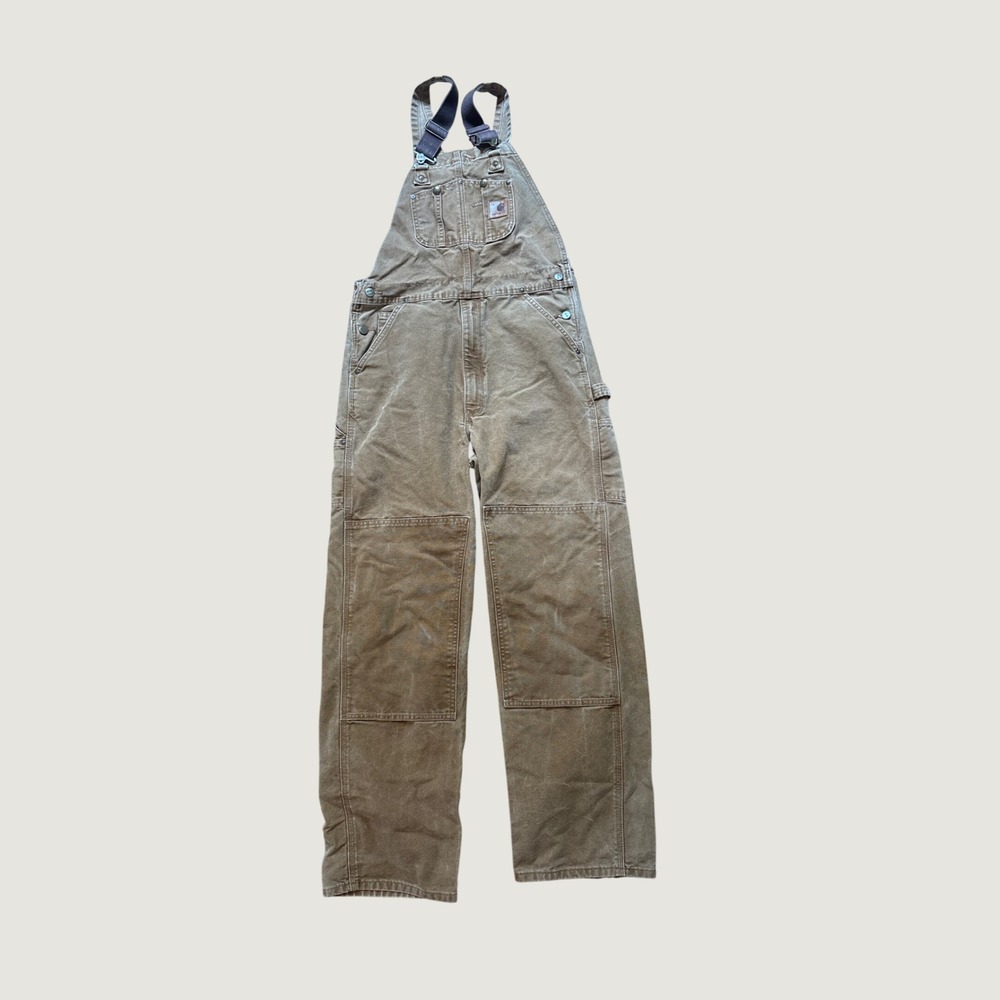 Carhartt Double Knee Bib Overalls Mens Brown Duck Canvas R06 211 SIZE 34x34